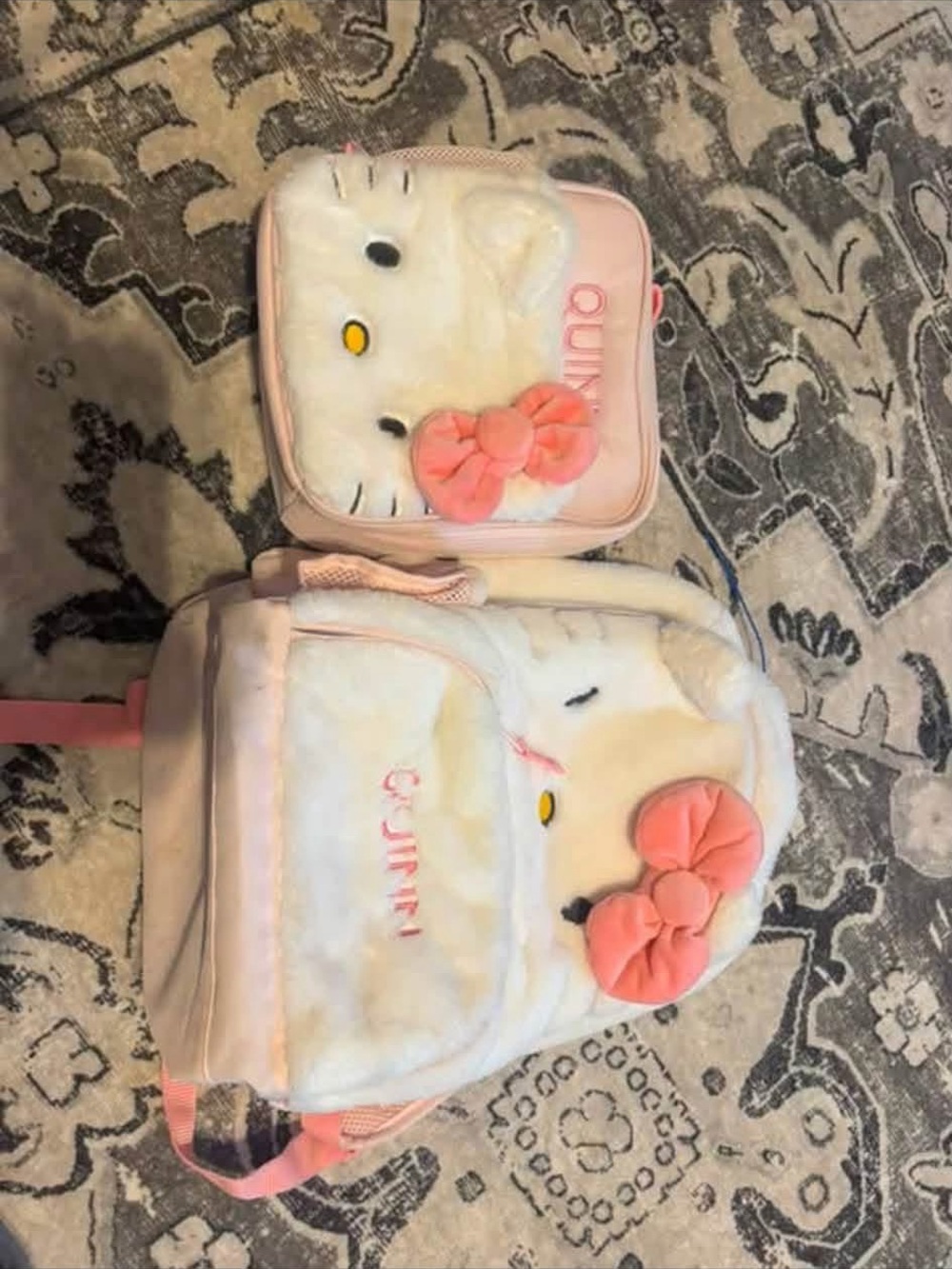 Monogrammed Quinn Pottery barn kids Hello Kitty Pink Backpack and Lunch Bag Set